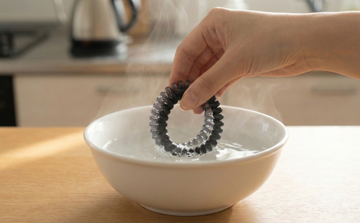 AI가 생성한 자료사진. 고무 소재가 열이 받으면 수축하는 성질을 이용해 늘어난 머리끈을 되살릴 수 있다. 머리끈에 뜨거운 물을 붓고 기다리면 순식간에 줄어든다. 드라이어를 활용해 열을 가해주는 방법도 있다.