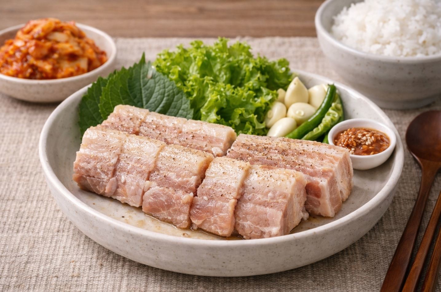 삼겹살 수육이 완성된 모습. 기사 이해를 돕기 위해 AI를 활용해 제작한 자료 사진입니다. 실제 모습과 다소 차이가 있을 수 있습니다.