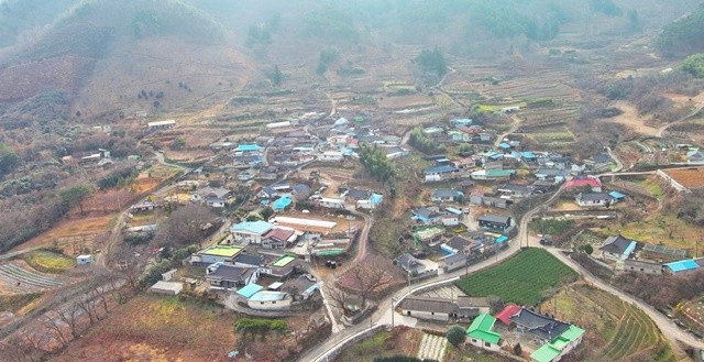 2026년 지적재조사사업 대상지인 순천시 서면 대구1구 마을 전경