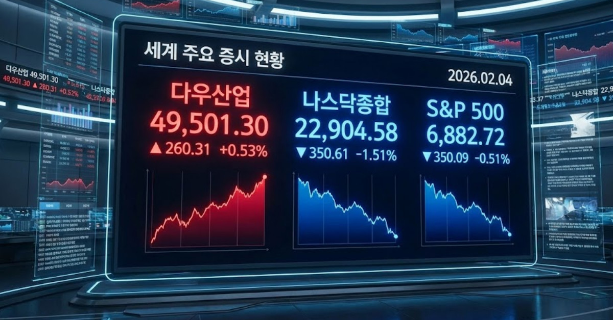 26년 2월 5일 미장 상황. 기사 이해를 돕기 위해 Ai로 제작한 이미지.