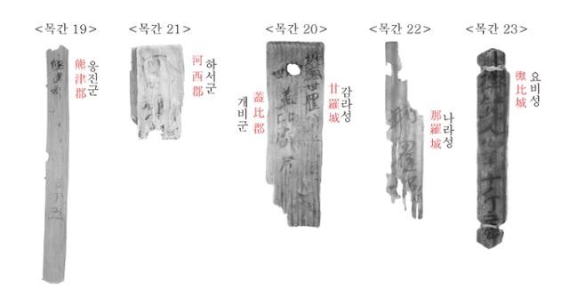 군·성이 표기된 목간. / 국가유산청