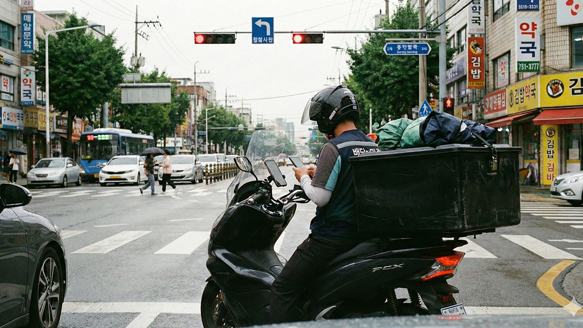 생성형 AI로 제작한 배달 이륜차.