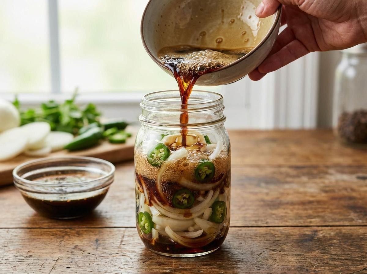 사이다, 간장 등으로 집에서도 간단하게 만드는 양파 장아찌. 기사 내용 토대로 AI툴 활용해 제작한 자료사진.