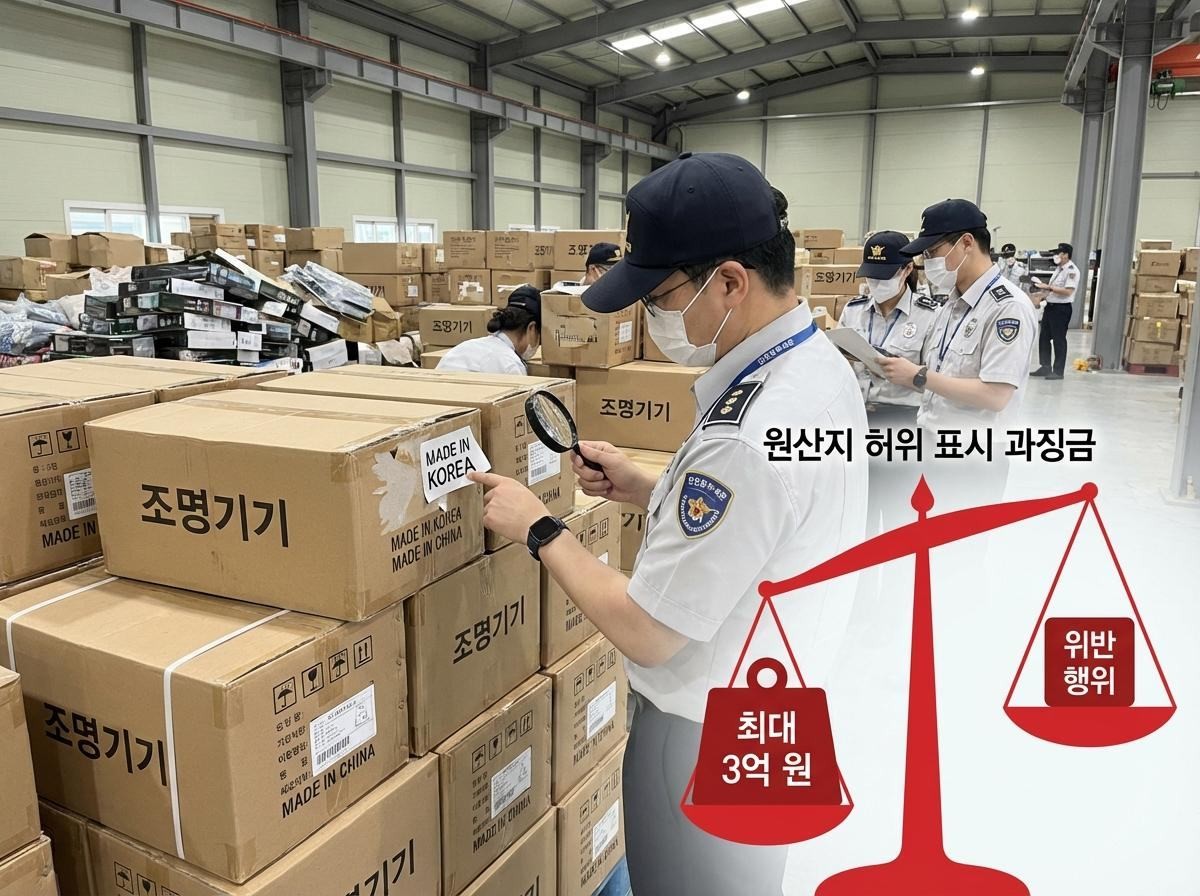 활용품이나 산업안전 물품 등 국민 삶과 밀접한 제품의 원산지 표시 위반 행위를 강력히 단속하겠다는 인천세관.   기사 내용 토대로 AI툴 활용해 제작한 자료사진.