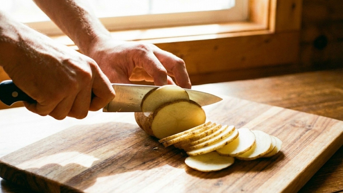 감자를 써는 모습 / 기사 내용을 바탕으로 제작한 AI 이미지