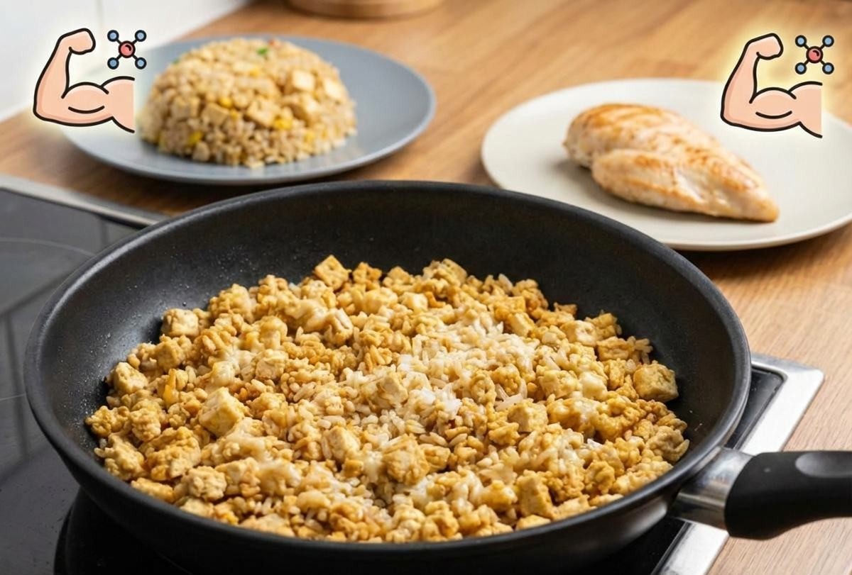 건강에도 좋은 두부 계란 볶음밥. 기사 내용 토대로 AI툴 활용해 제작한 자료사진.