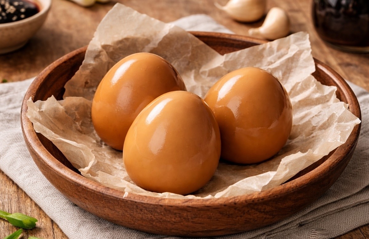 완성된 맥반석 계란 모습. 기사 이해를 돕기 위해 AI를 활용해 제작한 자료 사진입니다. 실제 모습과 다소 차이가 있을 수 있습니다.