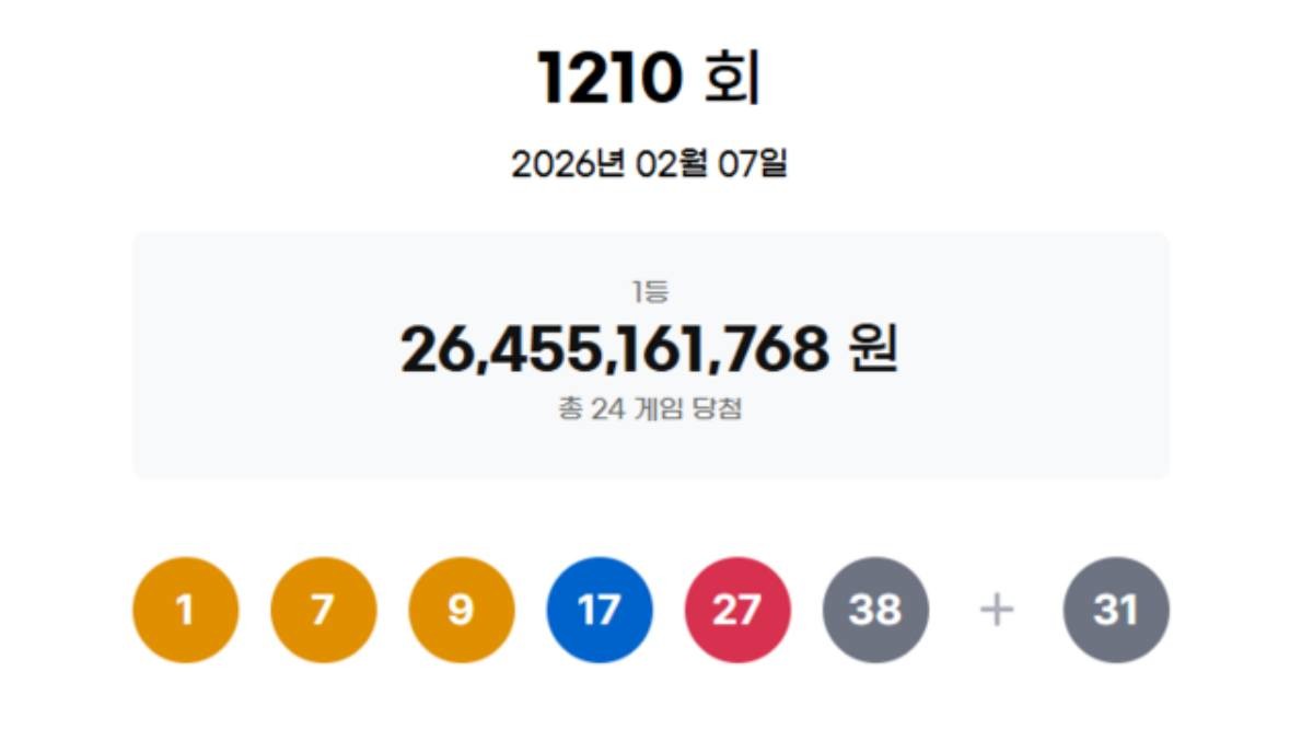 1210회 로또 당첨번호 / 동행복권