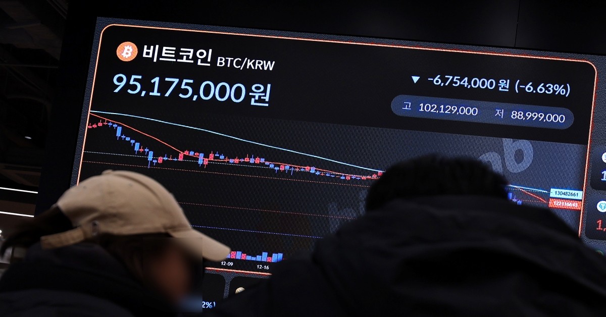 지난 6일 서울 강남구 빗썸 라운지 전광판에 비트코인 시세가 표시돼 있다. 기사의 이해를 돕기 위한 사진 / 뉴스1