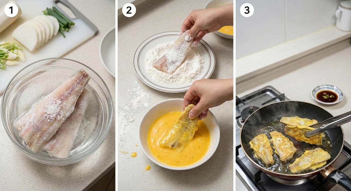 동태전 만들기 (AI로 제작됨)