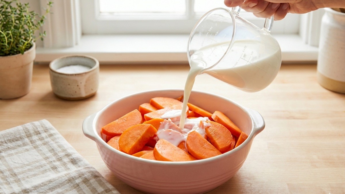당근에 우유를 붓는 모습 / 기사 내용을 바탕으로 제작한 AI 이미지