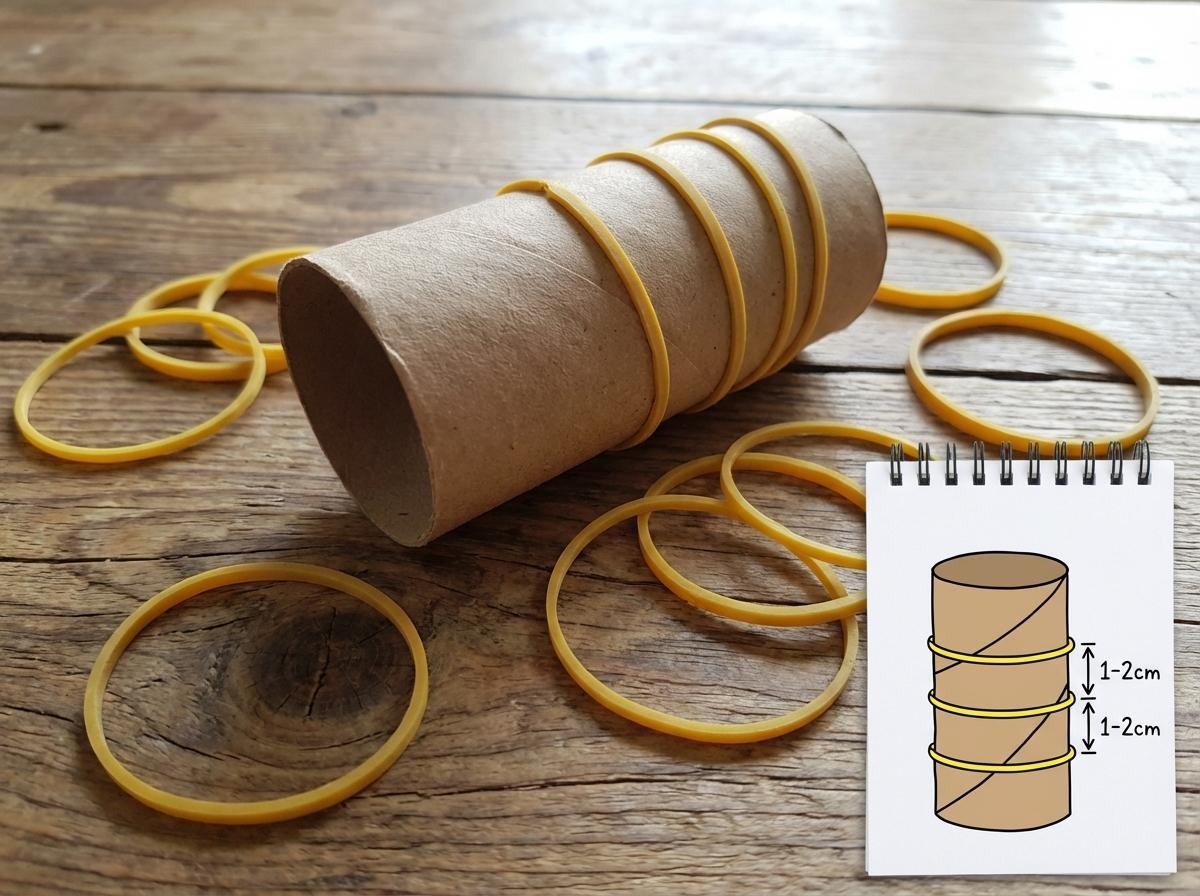 '휴지심에 노란 고무줄을?!' 기사 내용 토대로 AI툴 활용해 제작한 자료사진.