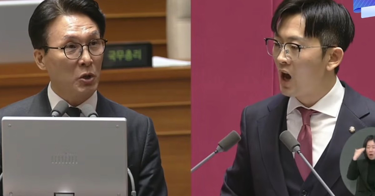 김민석 국무총리(좌)와 박충권 국민의힘 의원 / 유튜브 '엠키타카 MKTK'