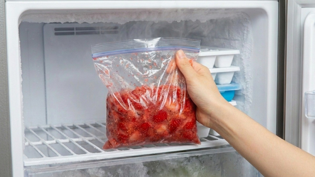 으깬 딸기를 냉동실에 넣는 모습 / 기사 내용을 바탕으로 제작한 AI 이미지