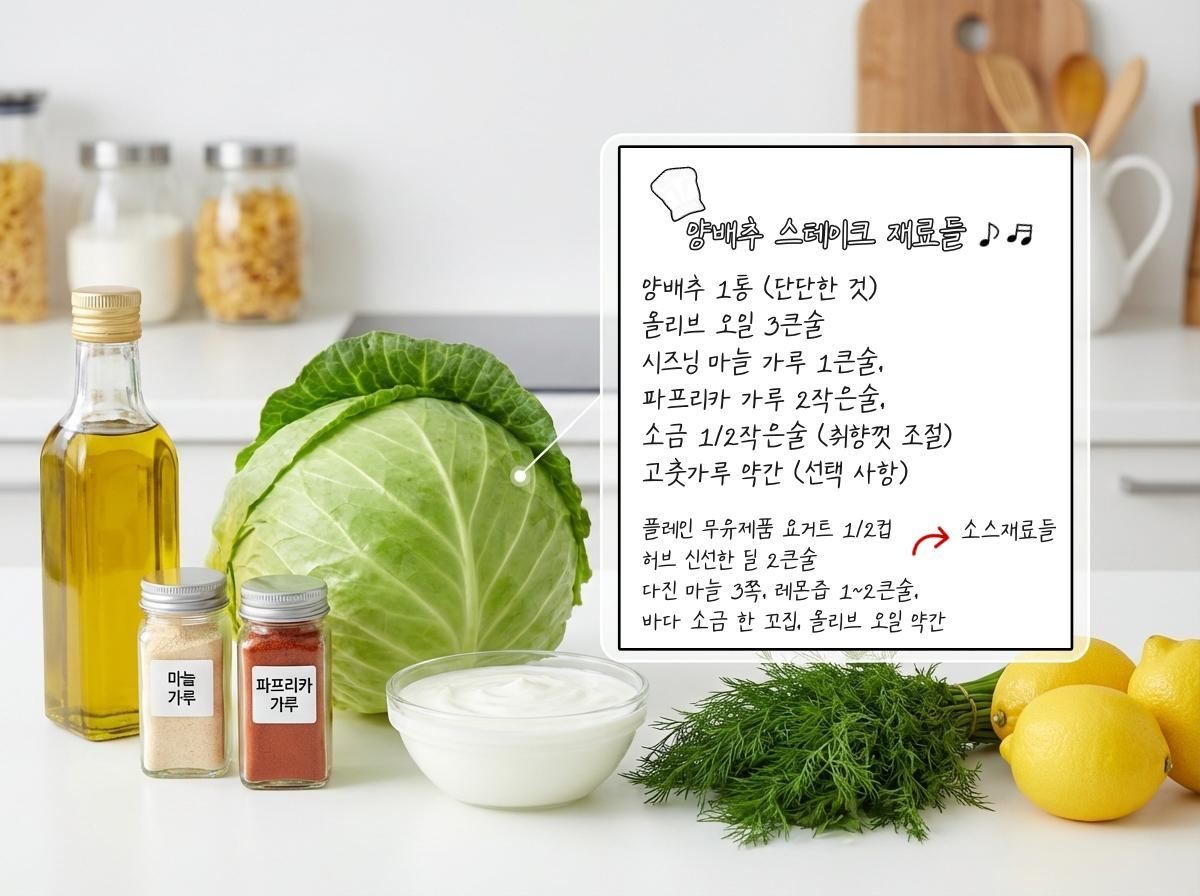 양배추 스테이크 재료들. 기사 내용 토대로 AI툴 활용해 제작한 자료사진.