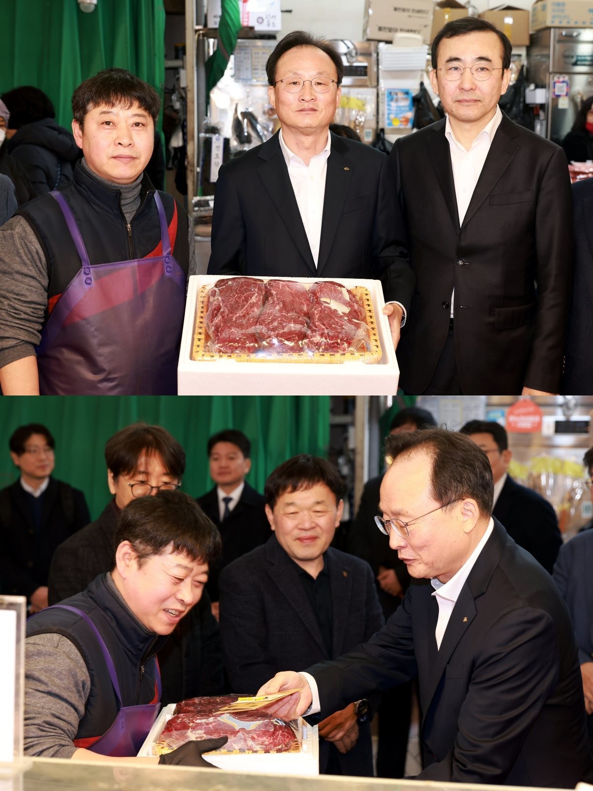 KB 국민은행이 11일 서울 망원시장에서 설 명절을 앞두고 전통시장 활성화와 소외이웃 지원을 위한 ‘전통시장 사랑나눔’ 행사를 진행했다. / KB 국민은행