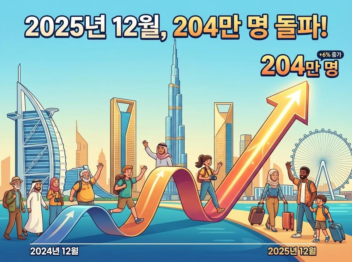 늘어난 두바이 국제 관광객을 나타내는 그래프. AI툴로 생성한 이미지.