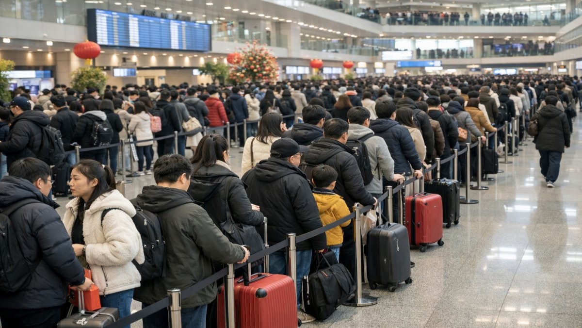 혼잡한 공항 / 기사 내용을 바탕으로 한 AI 단순 자료 이미지