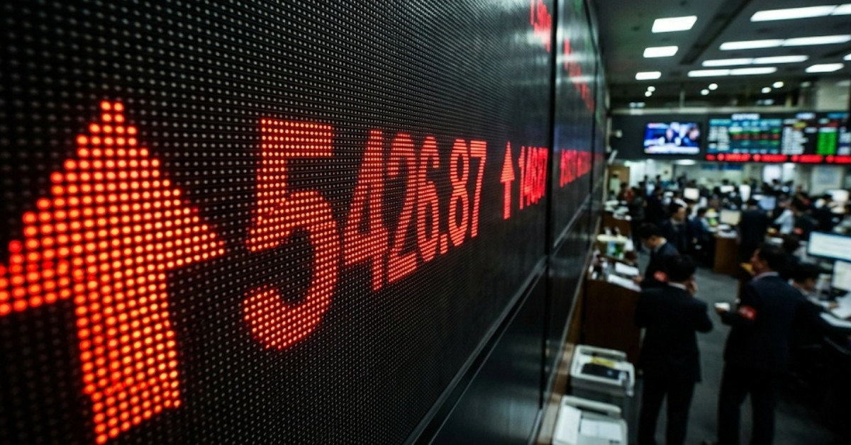 26년 2월 12일 9시경 코스피 지수. 기사 이해를 돕기 위해 AI로 제작한 이미지.