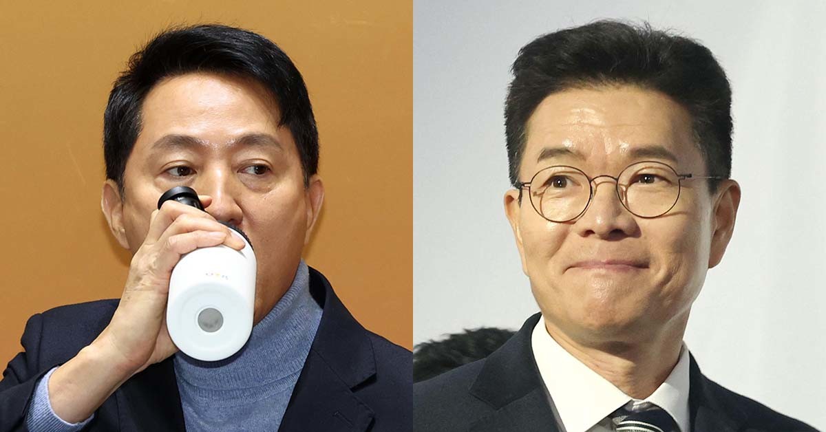 오세훈(왼쪽) 서울시장과 정원오 성동구청장. / 뉴스1