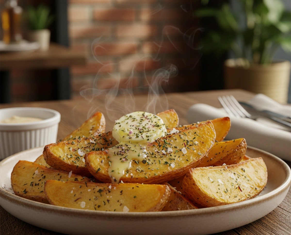 허브솔트와 버터로 풍미를 살린 감자구이. AI툴로 제작한 자료사진.