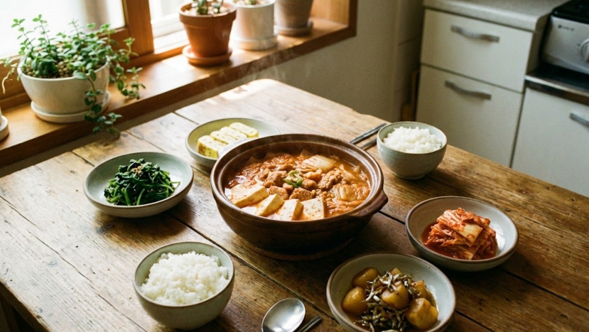 김치찌개와 맛있는 반찬 / 기사 내용을 바탕으로 제작한 AI 이미지