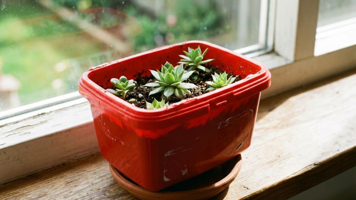 고추장통을 화분으로 활용한 모습 / 기사 내용을 바탕으로 제작한 AI 이미지