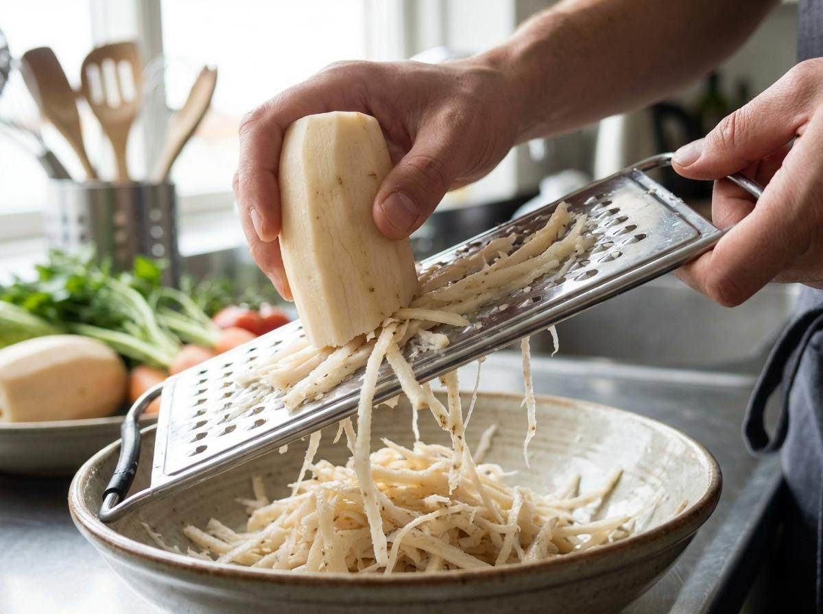 연근 강판에 갈기. 기사 내용 토대로 AI툴 활용해 제작한 자료사진.