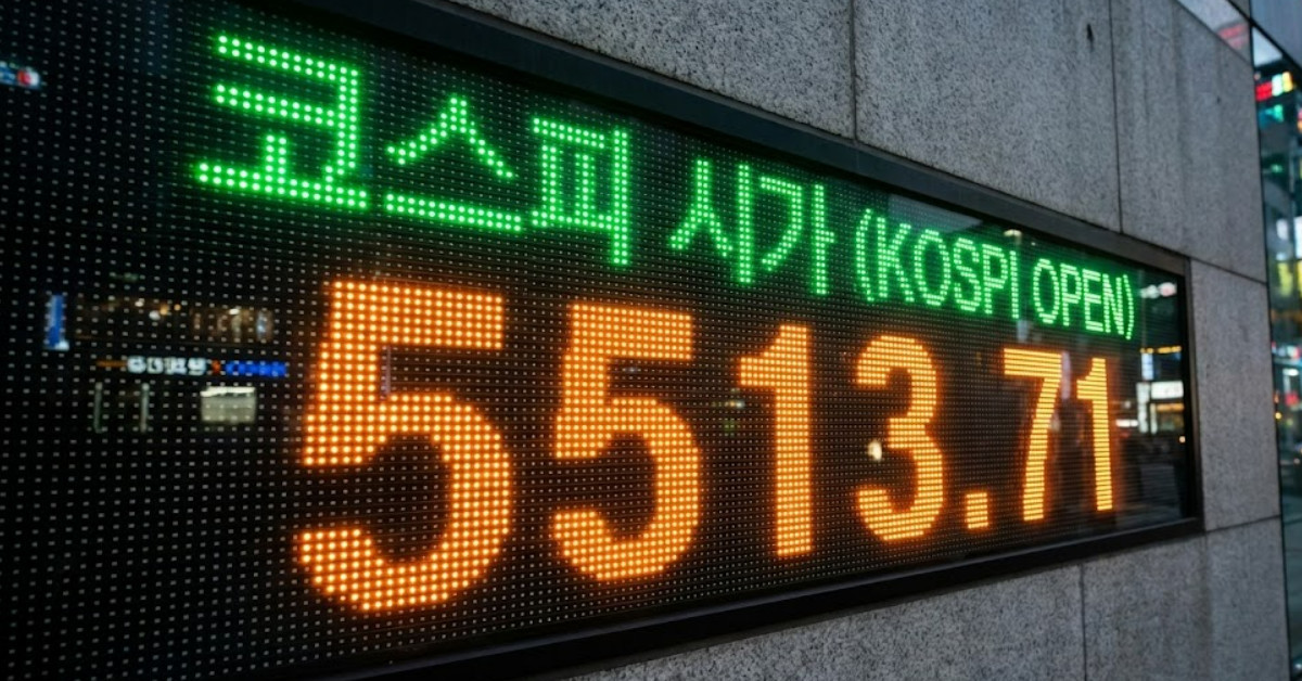 26년 2월 13일 코스피 시가. 기사 이해를 돕기 위해 AI로 제작한 이미지.