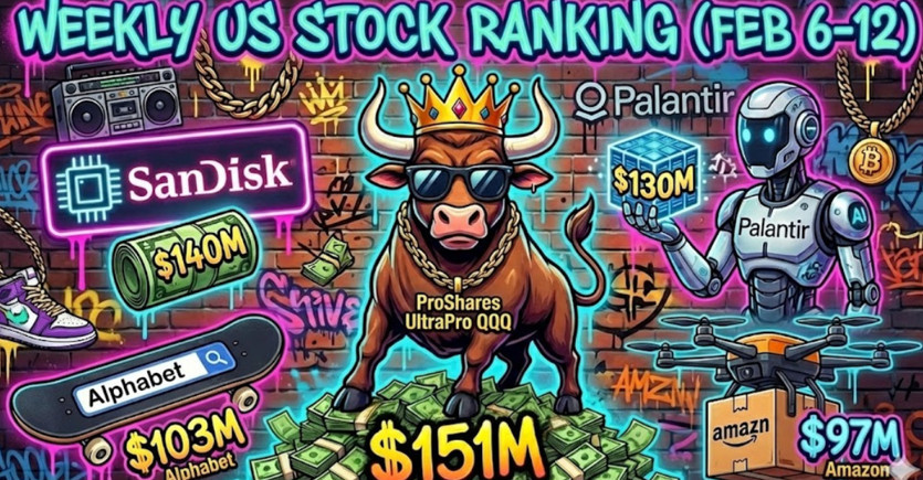 2월 2째주 미국 주식 순매수 순위. 기사 이해를 돕기 위해 AI로 제작한 이미지.