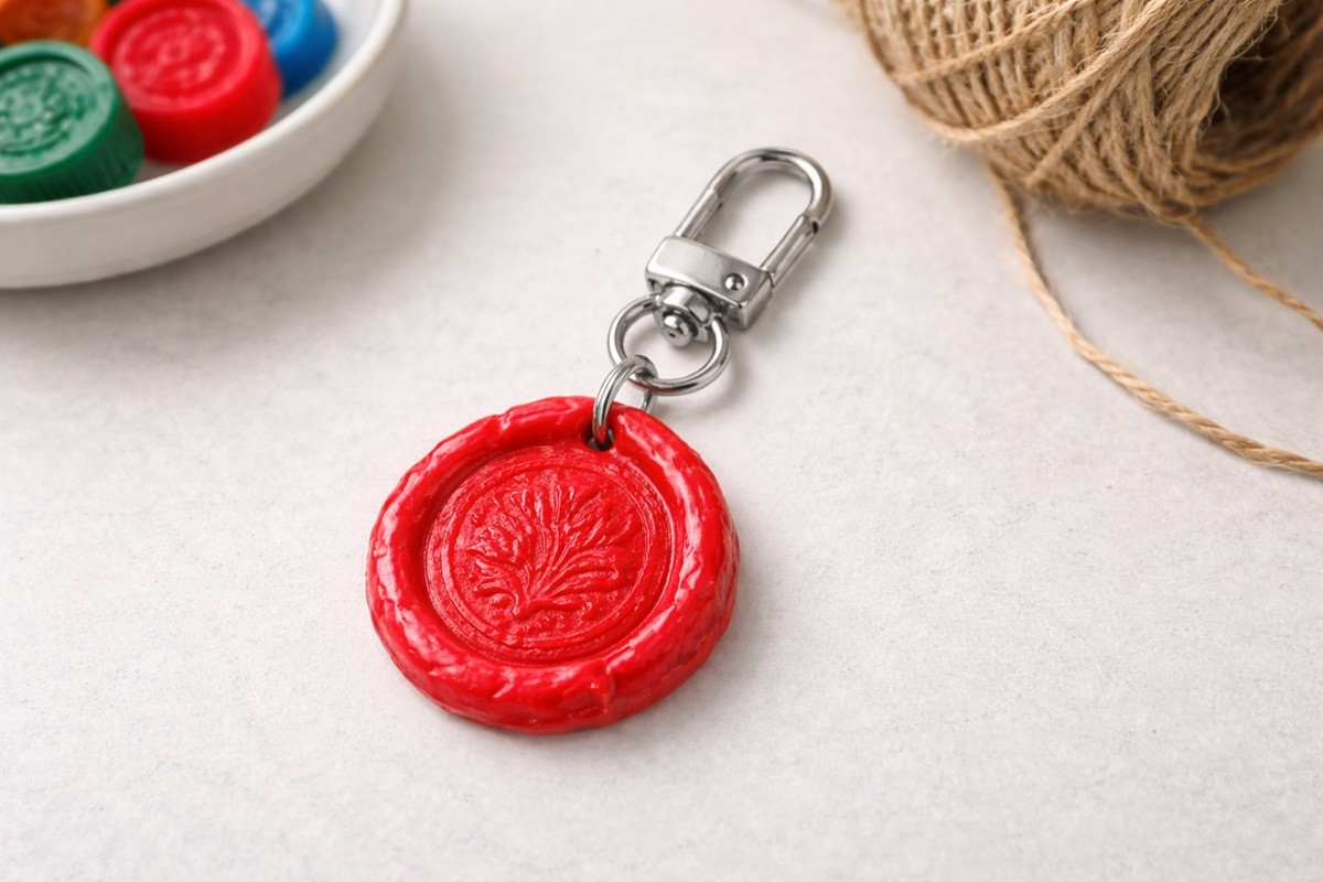 병뚜껑을 녹여서 만든 업사이클 키링 모습. 기사 이해를 돕기 위해 AI를 활용해 제작한 자료 사진입니다. 실제 모습과 다소 차이가 있을 수 있습니다.