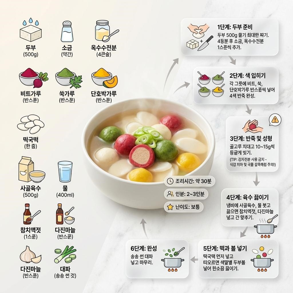 두부볼 떡국 레시피 / AI 생성 이미지