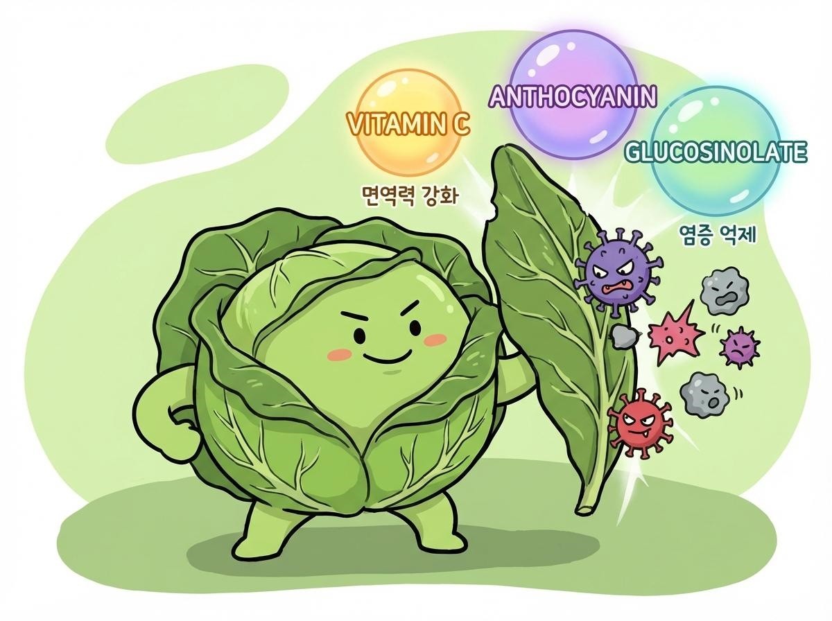 양배추의 효능 / 기사 내용을 바탕으로 제작한 AI 이미지