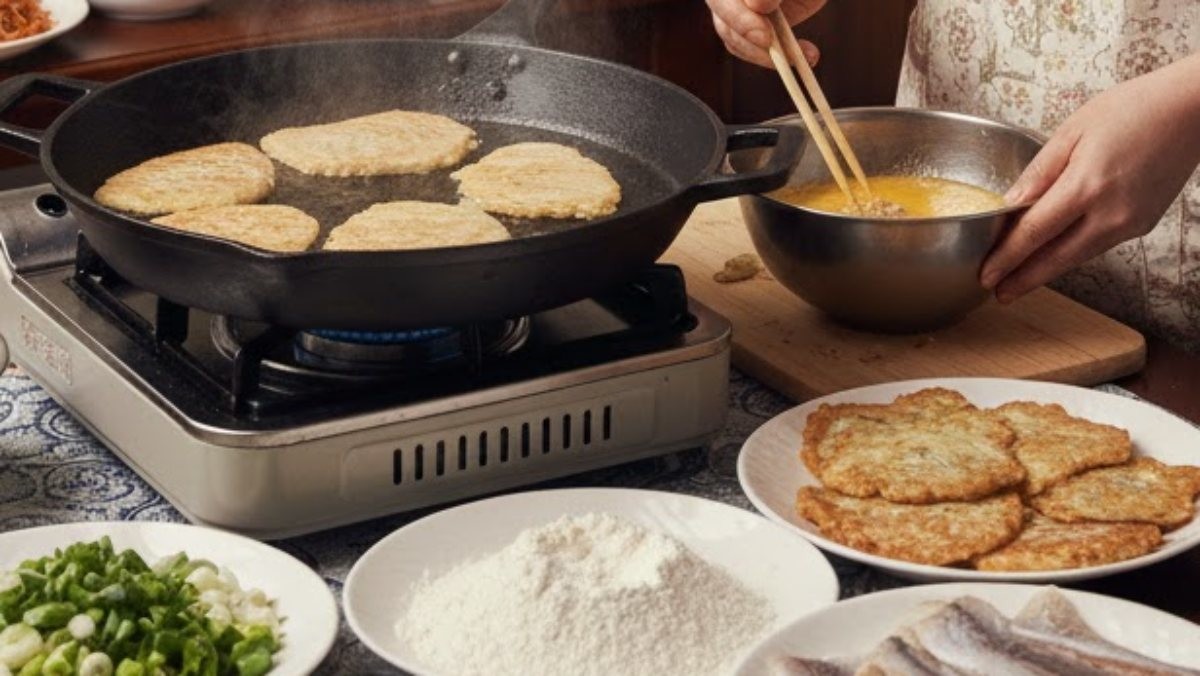 일반적인 동태전을 만드는 모습. AI가 생성한 자료사진.