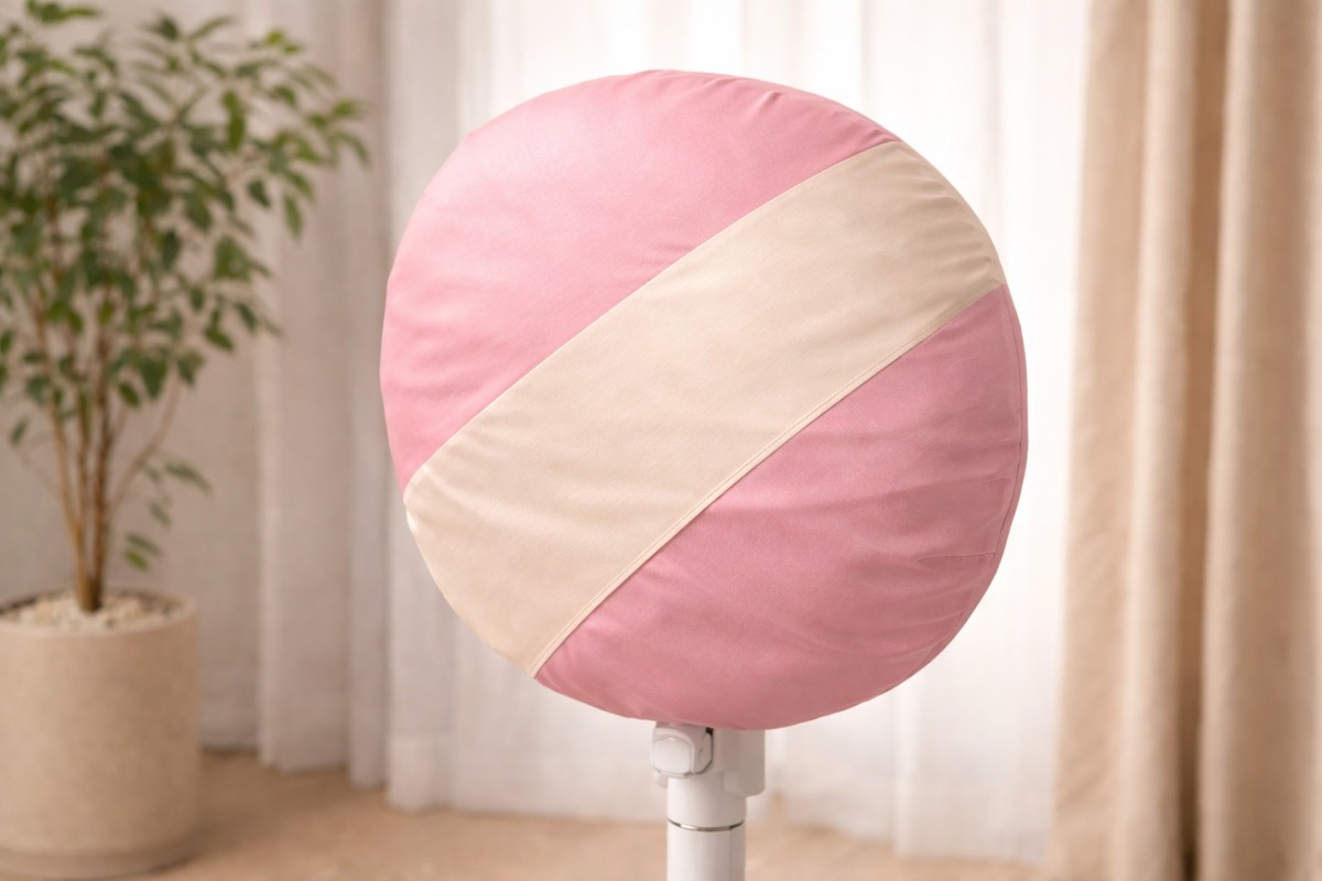 보자기로 만든 선풍기 커버 모습. 기사 이해를 돕기 위해 AI를 활용해 제작한 자료 사진입니다. 실제 모습과 다소 차이가 있을 수 있습니다.