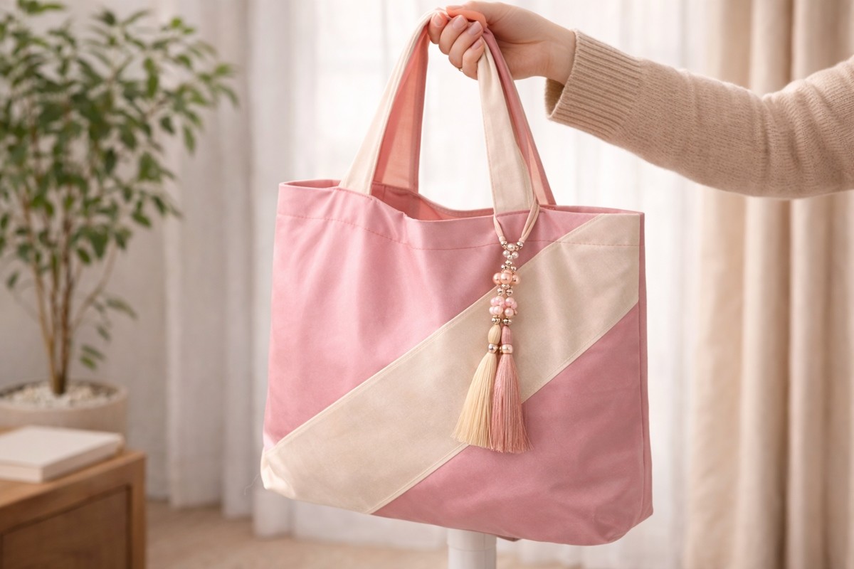 보자기로 만든 에코백 모습. 기사 이해를 돕기 위해 AI를 활용해 제작한 자료 사진입니다. 실제 모습과 다소 차이가 있을 수 있습니다.