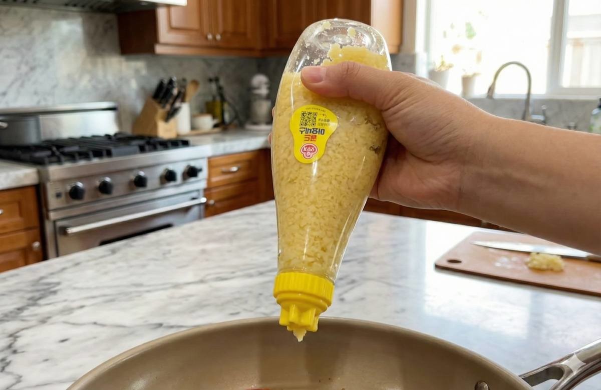 다진 마늘을 넣은 마요네즈통 (AI로 제작됨)