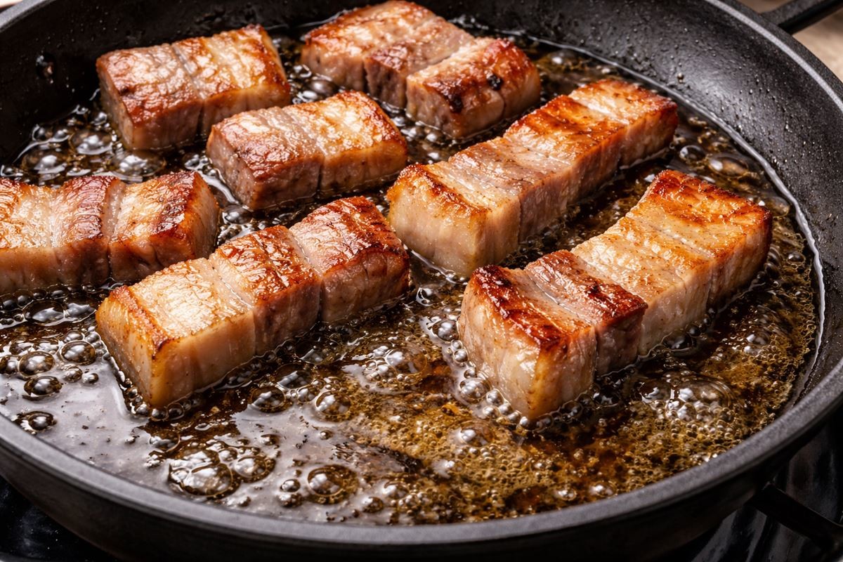 고기를 구울 때 나오는 고기 기름 모습. 기사 이해를 돕기 위해 AI를 활용해 제작한 자료 사진입니다. 실제 모습과 다소 차이가 있을 수 있습니다.