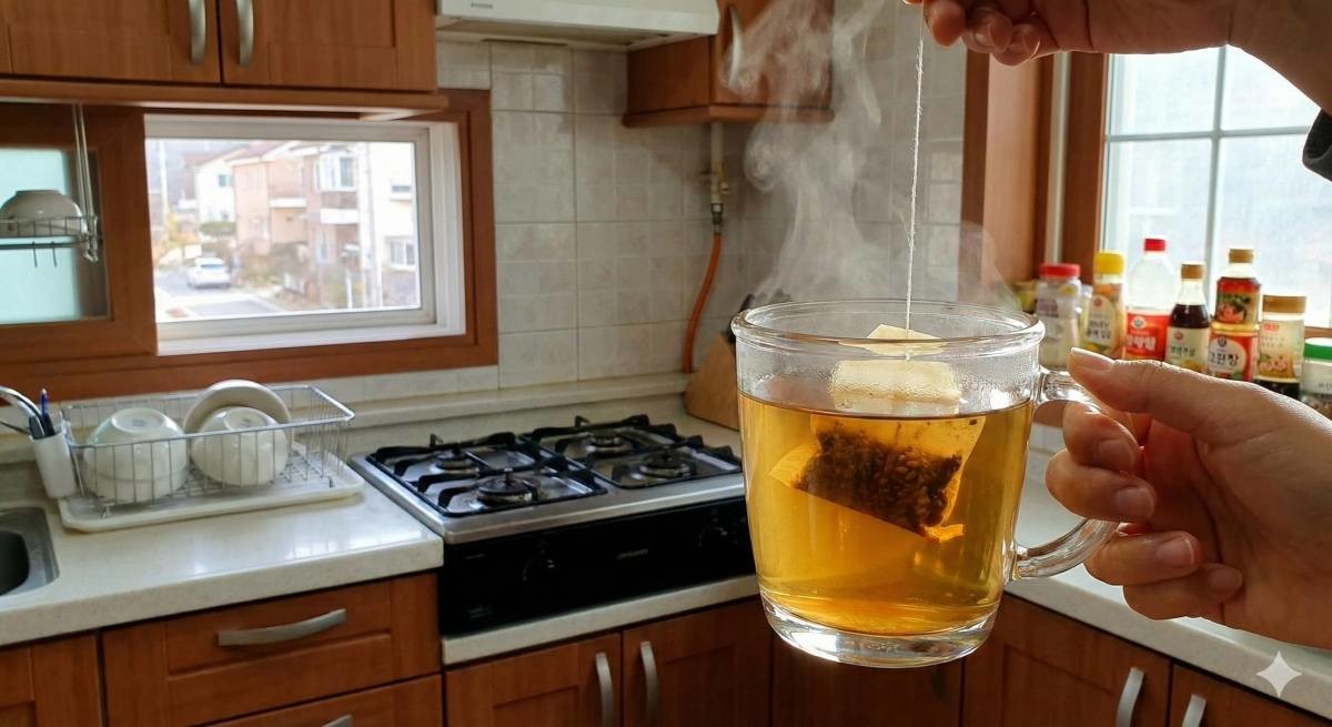 티백으로 우려낸 차 (AI로 제작됨)