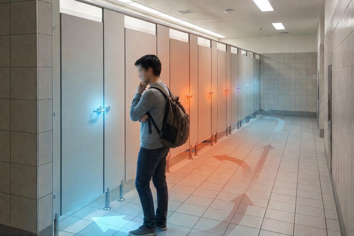 '사람들은 화장실 가운데 칸을 선호한다?!' 기사 내용 토대로 AI툴 활용해 제작한 자료사진.