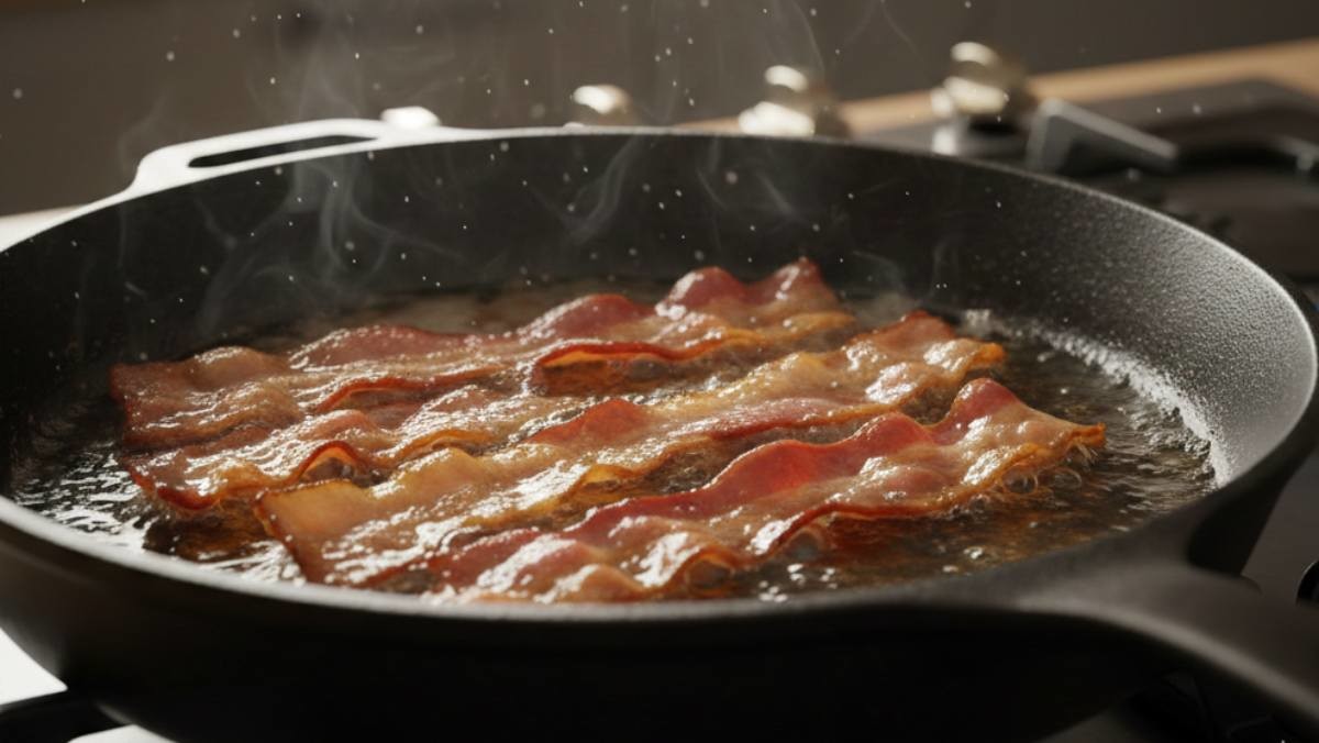 베이컨 굽는 모습 (AI로 제작됨)