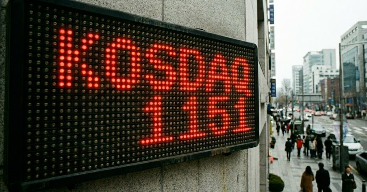 26년 2월 19일 오전 11시 코스닥 지수. 기사 이해를 돕기 위해  AI로 제작한 이미지.