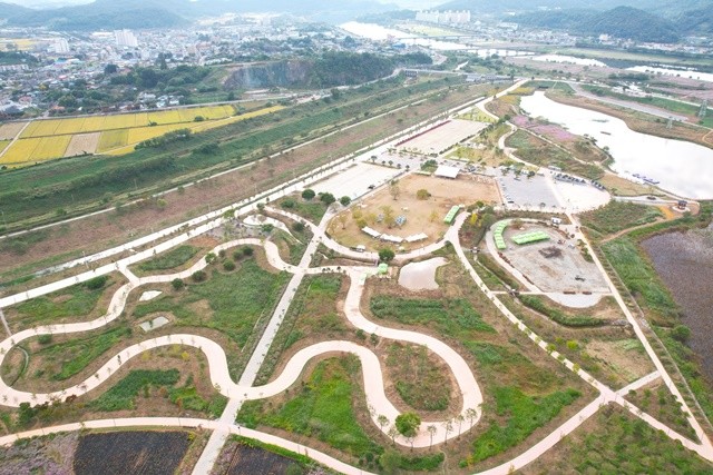 하늘에서 내려다본 영산강정원 전경