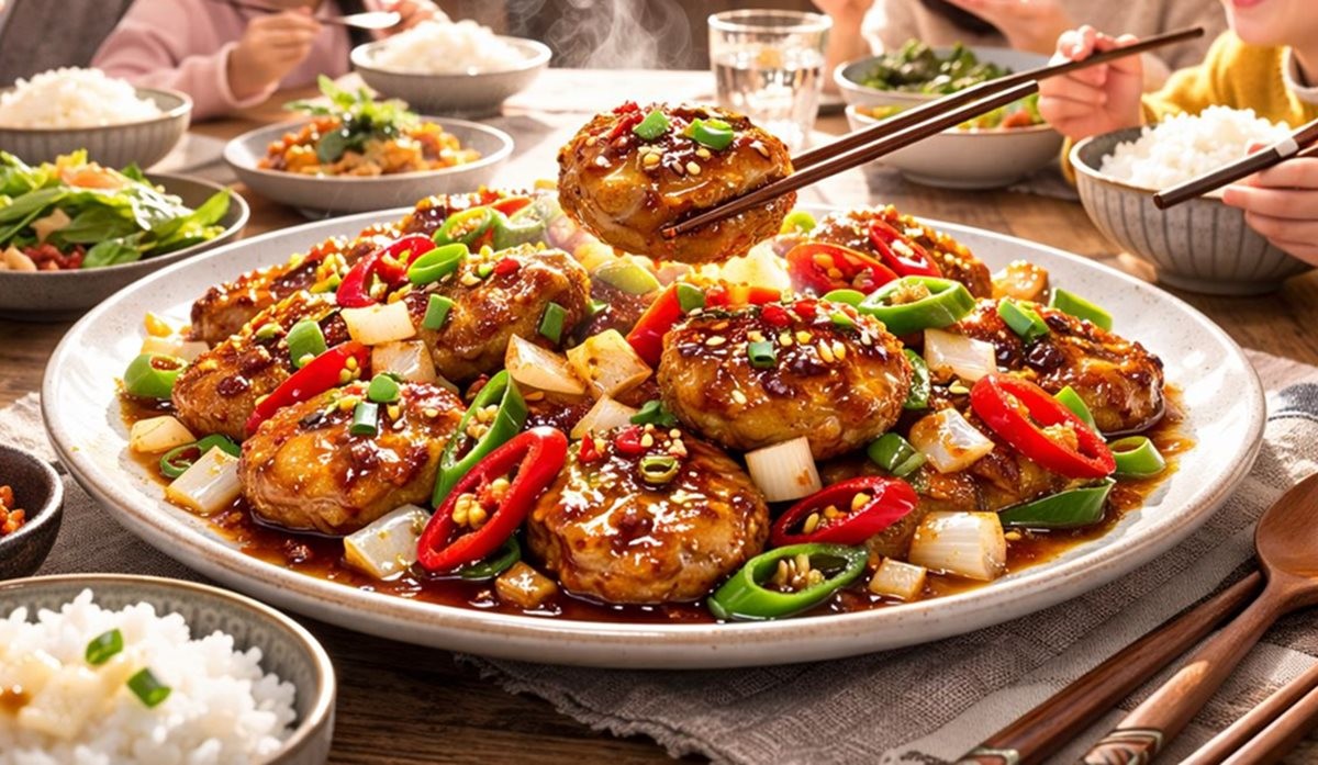 깐풍동그랑땡을 맛있게 먹는 모습. 기사 이해를 돕기 위해 AI를 활용해 제작한 자료 사진입니다. 실제 모습과 다소 차이가 있을 수 있습니다.