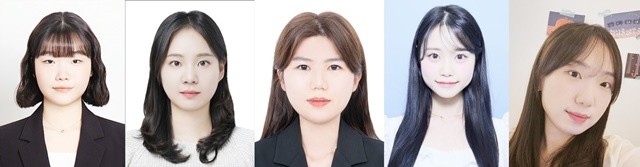 왼쪽부터 윤채은, 이하은, 유다빈, 표소진, 송화영 졸업생