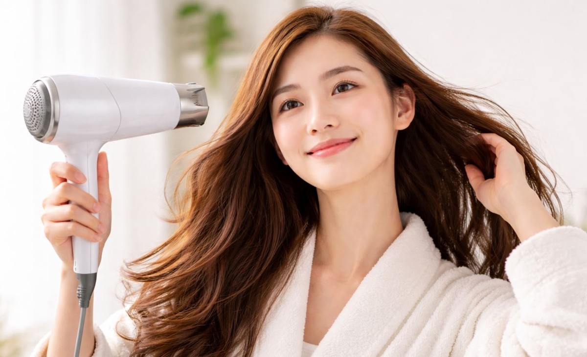 헤어드라이어로 머리카락을 말리는 모습. 기사 이해를 돕기 위해 AI를 활용해 제작한 자료 사진입니다. 실제 모습과 다소 차이가 있을 수 있습니다.