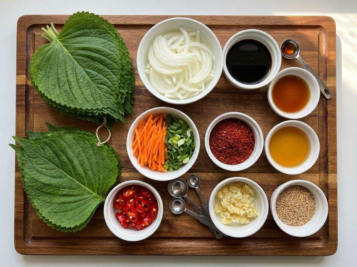 반찬가게 레시피 '깻잎지' 준비 재료들. 기사 내용 토대로 AI툴 활용해 제작한 자료사진.
