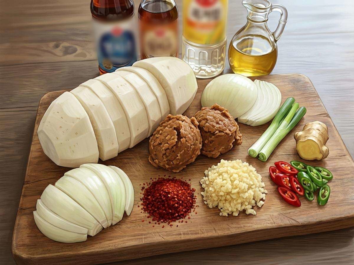 무된장찜 준비 재료들. 기사 내용 토대로 AI툴 활용해 제작한 자료사진.