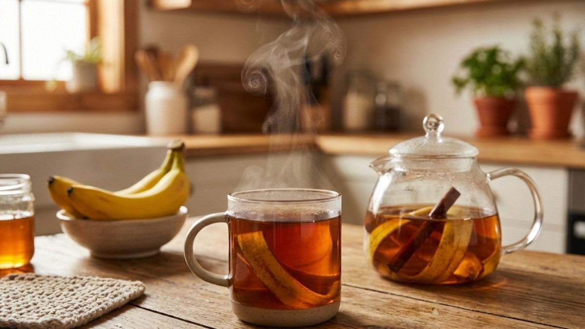 바나나 껍질 차 / 기사 내용을 바탕으로 제작한 AI 이미지