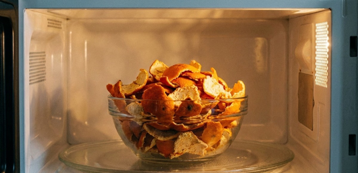 전자레인지에 귤껍질을 넣은 모습 / 기사 내용을 바탕으로 제작한 AI 이미지